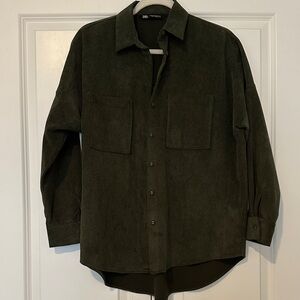 Zara Dark Green Courduroy Button Down